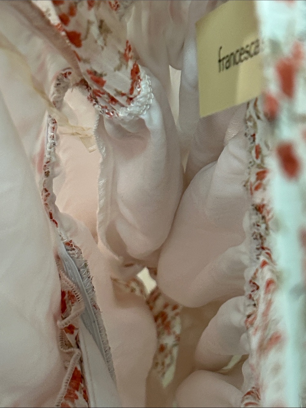 Francesca's Floral Slip Romper in Ivory and Coral - Picture 5 of 5